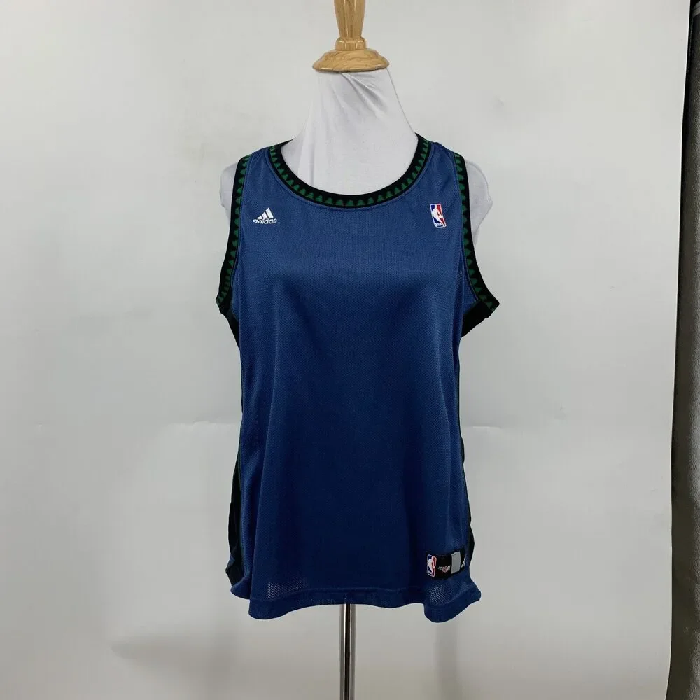 Adidas NBA 4Her Jersey Tank Top Womens M Medium Blue Sleeveless T-Wolves